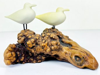 Mid-Century John Perry Driftwood Sculpture: Little Birds
