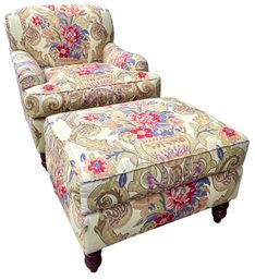 Lovely Floral Occasional Chair With Matching Ottoman