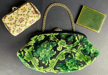 Vintage Handbag, Coin Purse, Cigarette Holder & Revlon Doll Lipstick Case