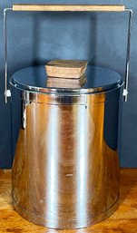 Large Vintage Kromex Ice Bucket With Wood Handles