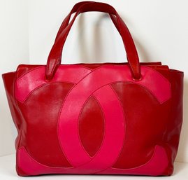 Vintage Chanel Red Pebble Leather Tote Bag READ DESCRIPTION