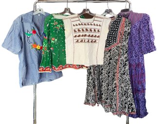 Assorted Boho Vintage Shirts & Dresses - Size L