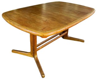 Danish Modern D-Scan Teak Dining Table With Self Storing Leaf