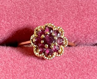 Really Lovely 14k Gold Ring With Pink Stones, Sz 4.5