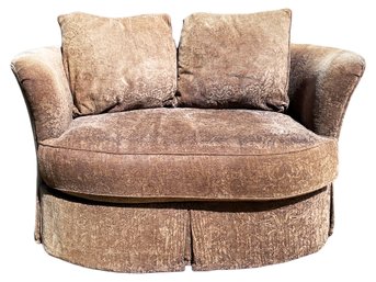 Sweet Upholstered Ferguson Marjorie Down Cuddler Chair With Curved Back
