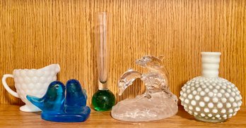 Art Glass And Milk Glass Including Hobnail Vase