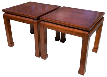 Pair Of Vintage Chinese Style Solid Wood Occasional Tables