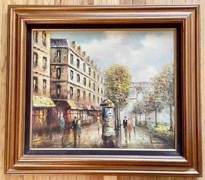 Large Signed Mid Century Cityscape Painting By I. Costello
