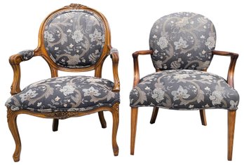 2 Occasional Chairs With Gorgeous Gray Upholstery