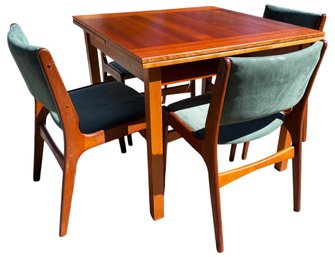 Mid Century Danish Wood Expandable Table & 4 Chairs