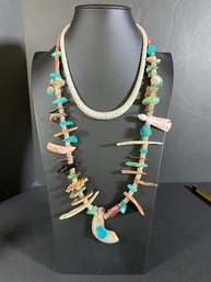 Primitive Shell And Turquoise Necklaces