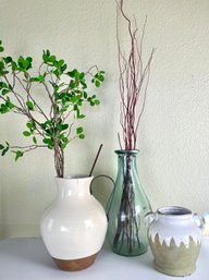 Vessels With Faux Foliage
