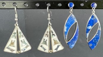 Two Pairs Of Southwestern Earrings Including Lapis Lazuli Sterling