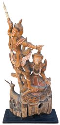 Asian Carved Wood Folk Art Statue