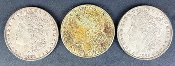 Three Antique Morgan Silver Dollars - 1884, 1889, 1921