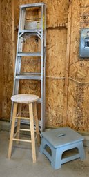 6' Aluminum Step Ladder With Other Stools