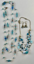 Necklaces With Blue Beads And Coordinating Earrings