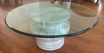 Glass Top Coffee Table With Stone Base