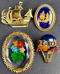 4 Vintage Pins Including Limoges France