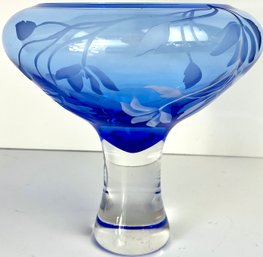 Signed Vintage Art Glass Pedestal Bowl
