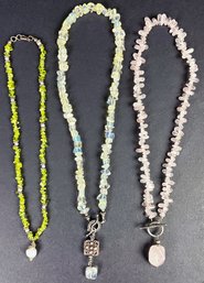 Semiprecious Gemstone Necklaces With Sterling Findings And Pendant
