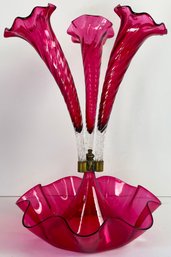 Victorian Cranberry Glass Epergne