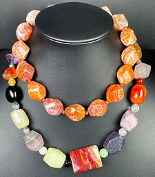 Stone Beaded Necklaces Including Snakeskin Fire Agate