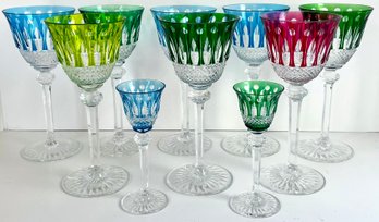 8 Amazing Tommy Crystal St. Louis Wine Glasses & 2 Cordial Glasses