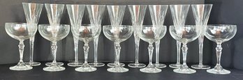 9 Crystal Champagne Flutes & 7 Cocktail Glasses
