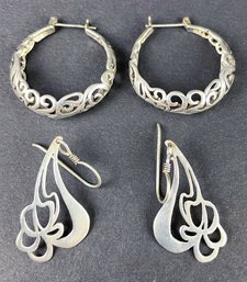 Two Pairs Of Sterling Silver Earrings, 10.9g