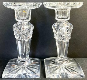 2 Vintage Crystal Candle Holders