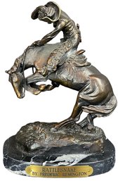 Signed Rattlesnake Bronze By Frederic Remington