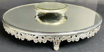 2 Vintage Quadruple Plate Mirror Trays
