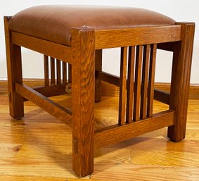 Stickley Leather Covered Foot Stool