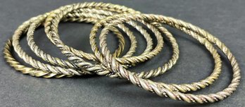 7 Braided Silver Vintage Bangle Bracelets