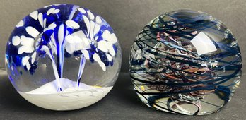 2 Art Glass Orbs