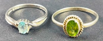 Two Sterling Silver Birthstone Rings, 3.4g.