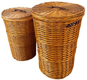 Pair Of Large Nesting Baskets With Lids