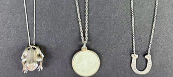 Three Sterling Silver Pendent Necklaces