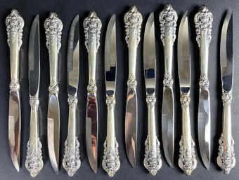 12 Wallace Grand Baroque Sterling Handled Steak Knives