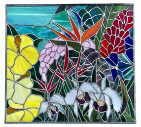 Tropical Flowers Stained Glass Panel