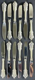 12 Wallace Grand Baroque Sterling Handled Butter Knives