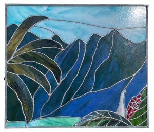 Tropical Mountains Stained Glass Panel