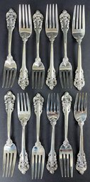12 Wallace Grand Baroque Sterling Salad Forks