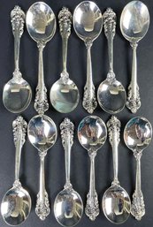 12 Wallace Grand Baroque Sterling Silver Soup Spoons