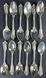 12 Wallace Grand Baroque Sterling Silver Teaspoons