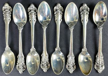 8 Wallace Grand Baroque Sterling Demitasse Spoons