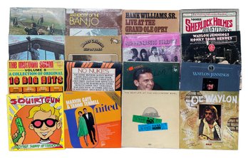 16 LP Records Including Ol' Waylon, The Beatles, Jefferson Airplane, Marvin Gaye, Squirt Gun & More!