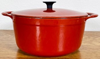 Mid Century Cousances 18 Cast Iron Enamel Dutch Oven In A Beautiful Rust Color