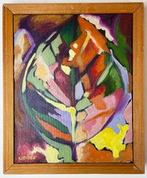 Original Leaf Painting On Canvas Signed By Artist Klenna